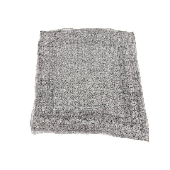 Vintage Sheer Black & White Polka Dot Square Scarf Lightweight Fabric Headwear - Picture 1 of 4